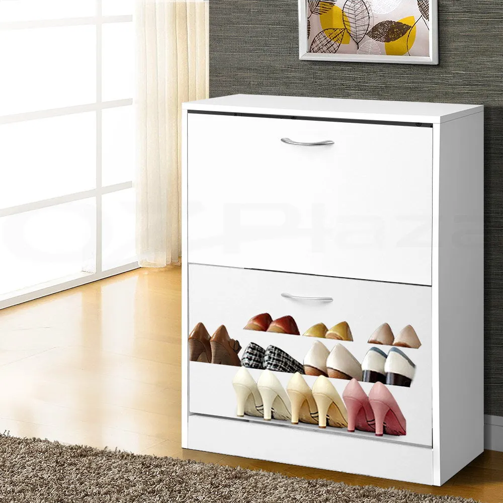 Artiss Shoe Rack Cabinet Adjustable Shelves 24 Pairs White Iris