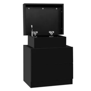 Bedside Table With 2 Drawers & Top Chest Black