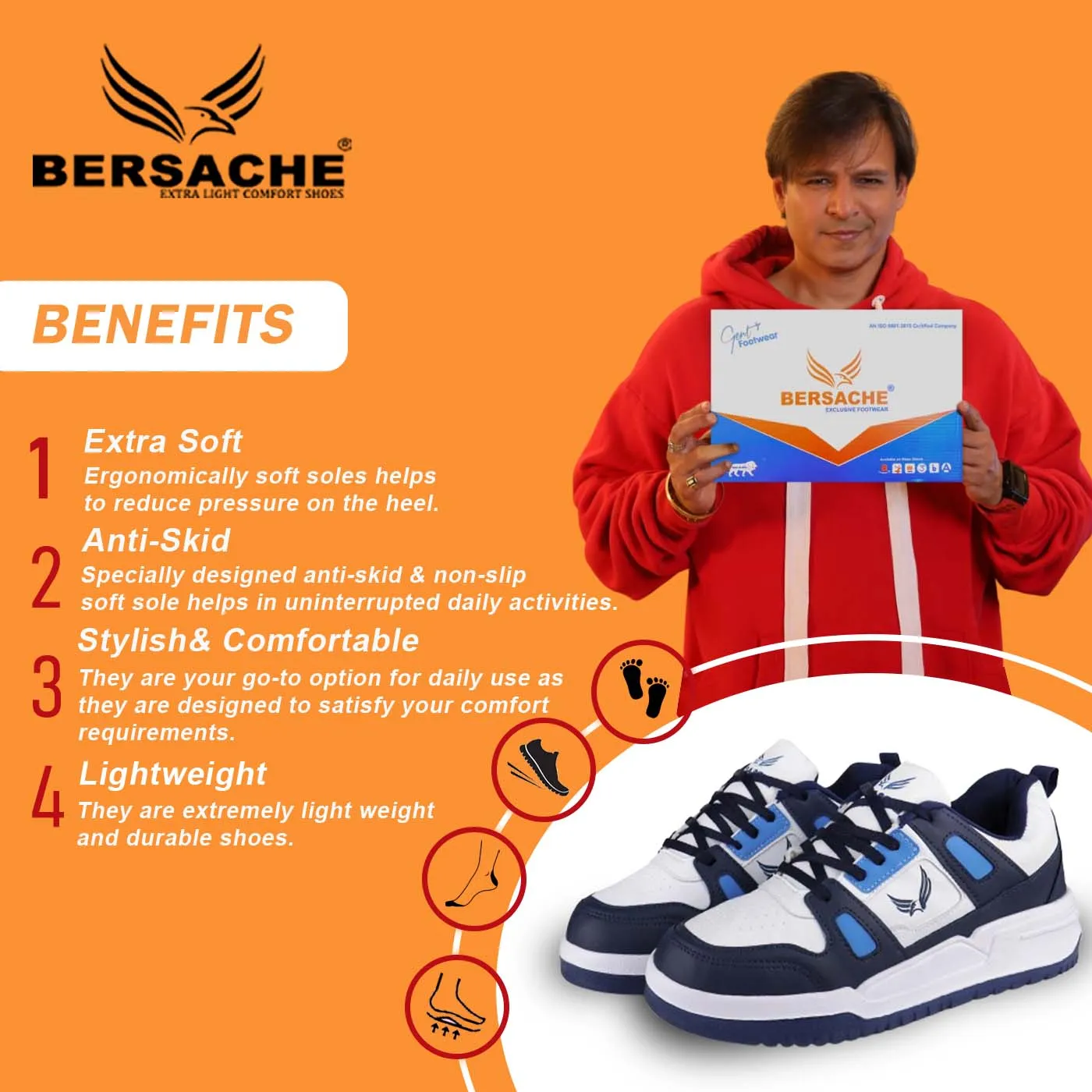 Bersache Sneaker, Loafers ,Casual With Extra Comfort Sneakers For Men (9167-White)
