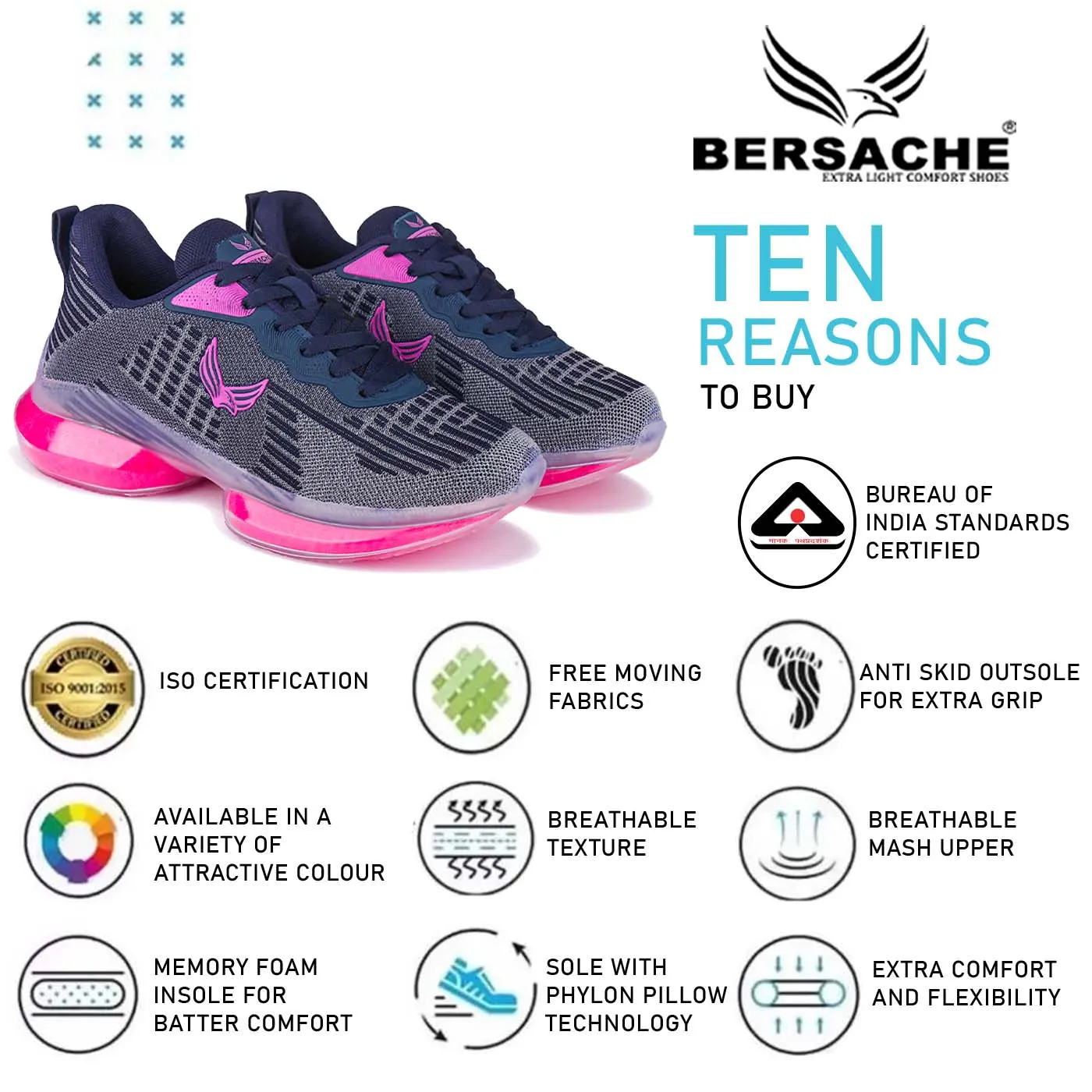 Bersache Sneaker, Loafers ,Casual With Extra Comfort Sneakers For Women (9147-Navy Blue)