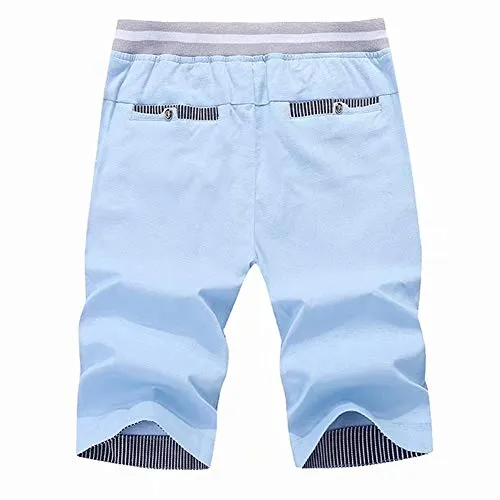 Big Boy's Casual Shorts Summer Cotton Classic Fit Drawstring Elastic Waist Beach Shorts with Pockets - Blue - Tag XL
