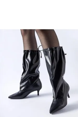 Black stiletto heeled boots