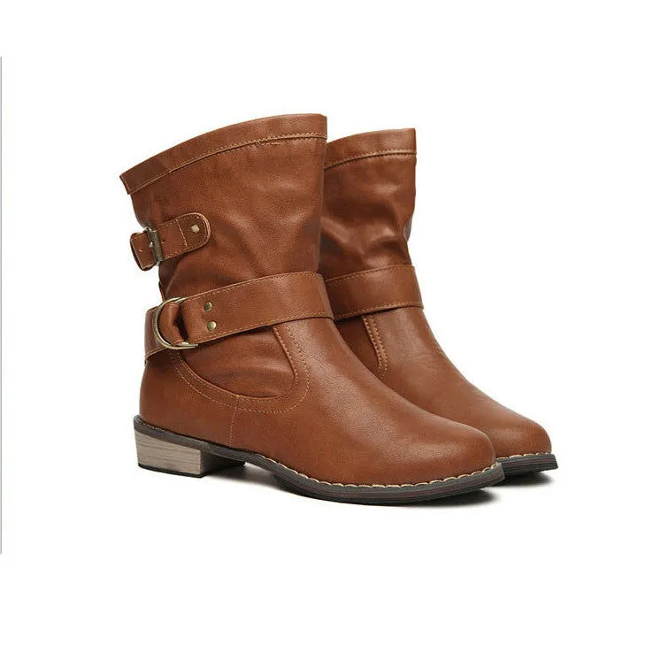 British Casual Wrapped Buckle Short Martin Boots