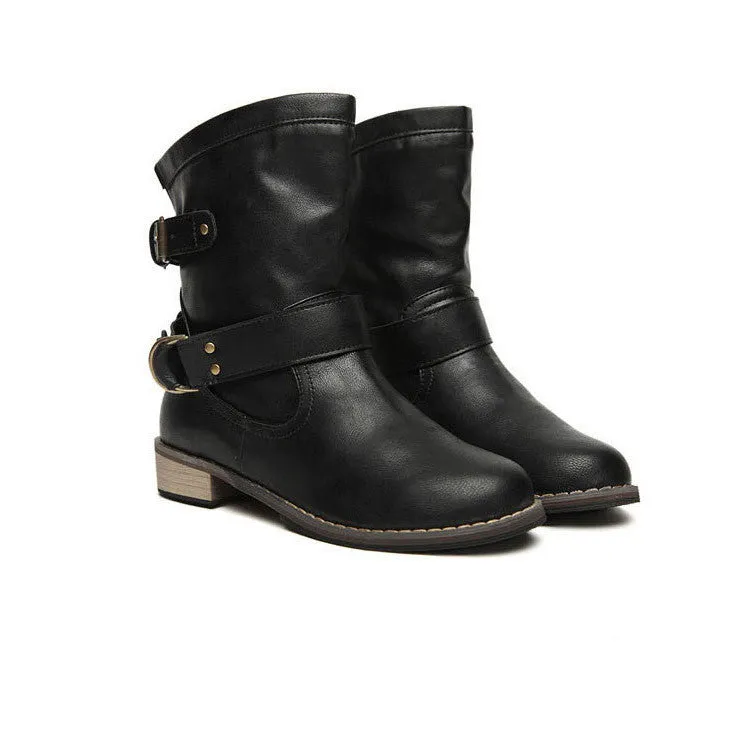 British Casual Wrapped Buckle Short Martin Boots