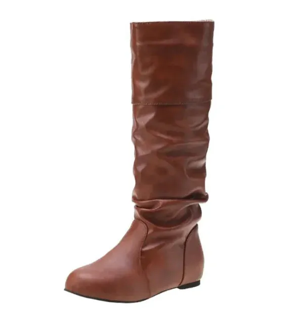 Chic Round Toe Slip On Boots for Women – High-Cylinder, Non-Slip, Wear-Resistant Design, Sizes 35-43