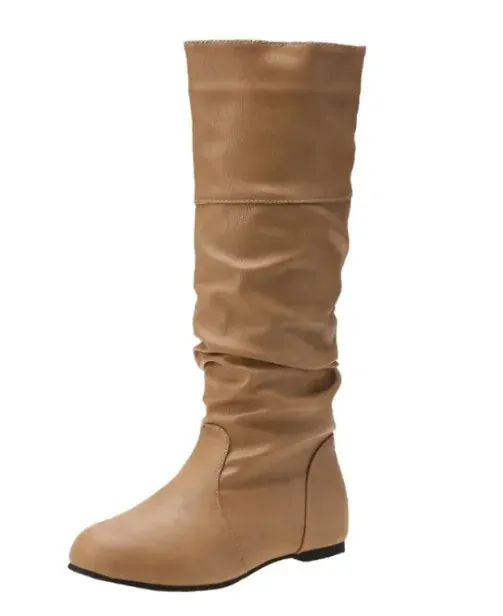 Chic Round Toe Slip On Boots for Women – High-Cylinder, Non-Slip, Wear-Resistant Design, Sizes 35-43