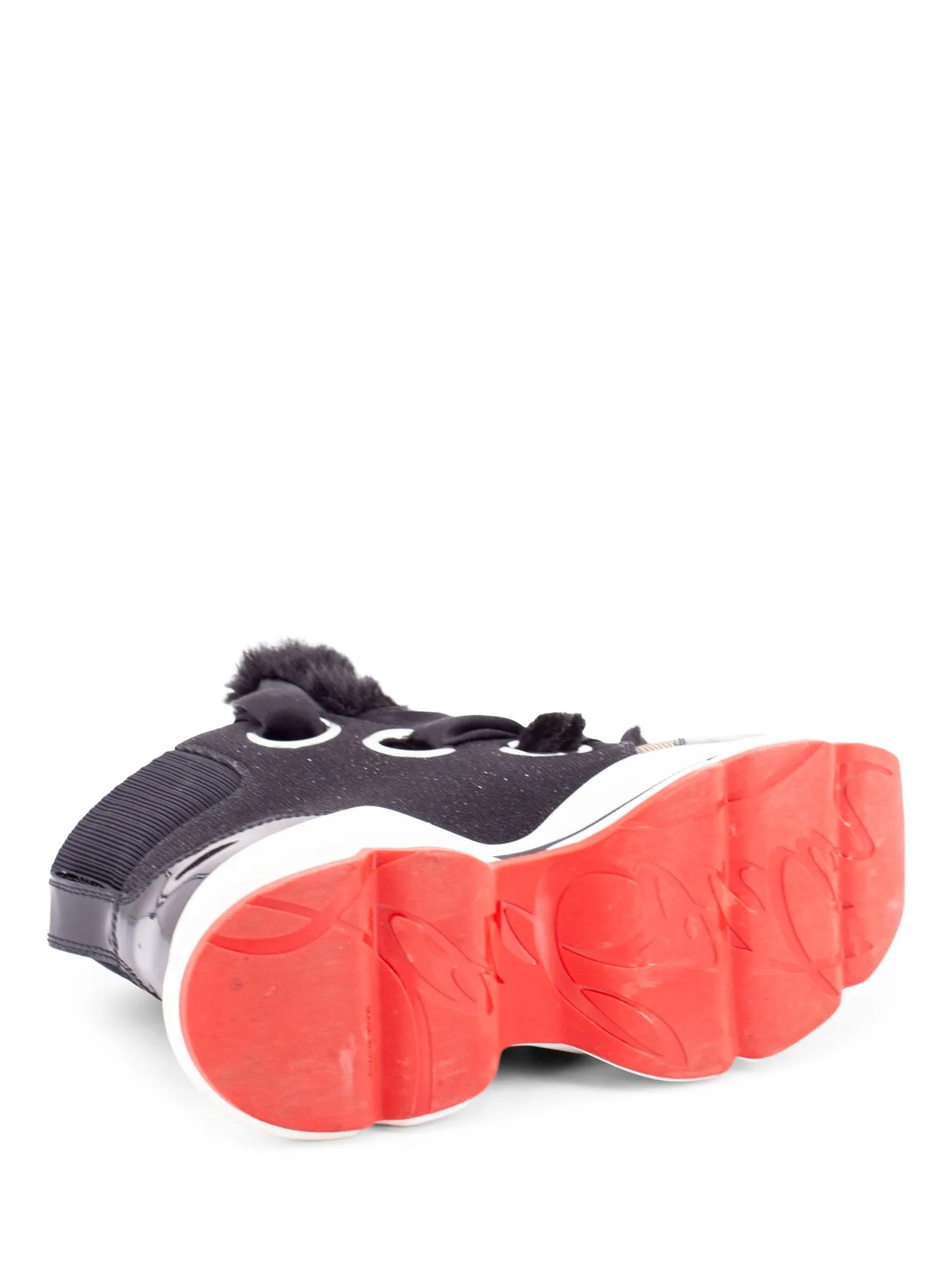 Christian Louboutin Leather Fur Marellaski High Sneaker Boots Black