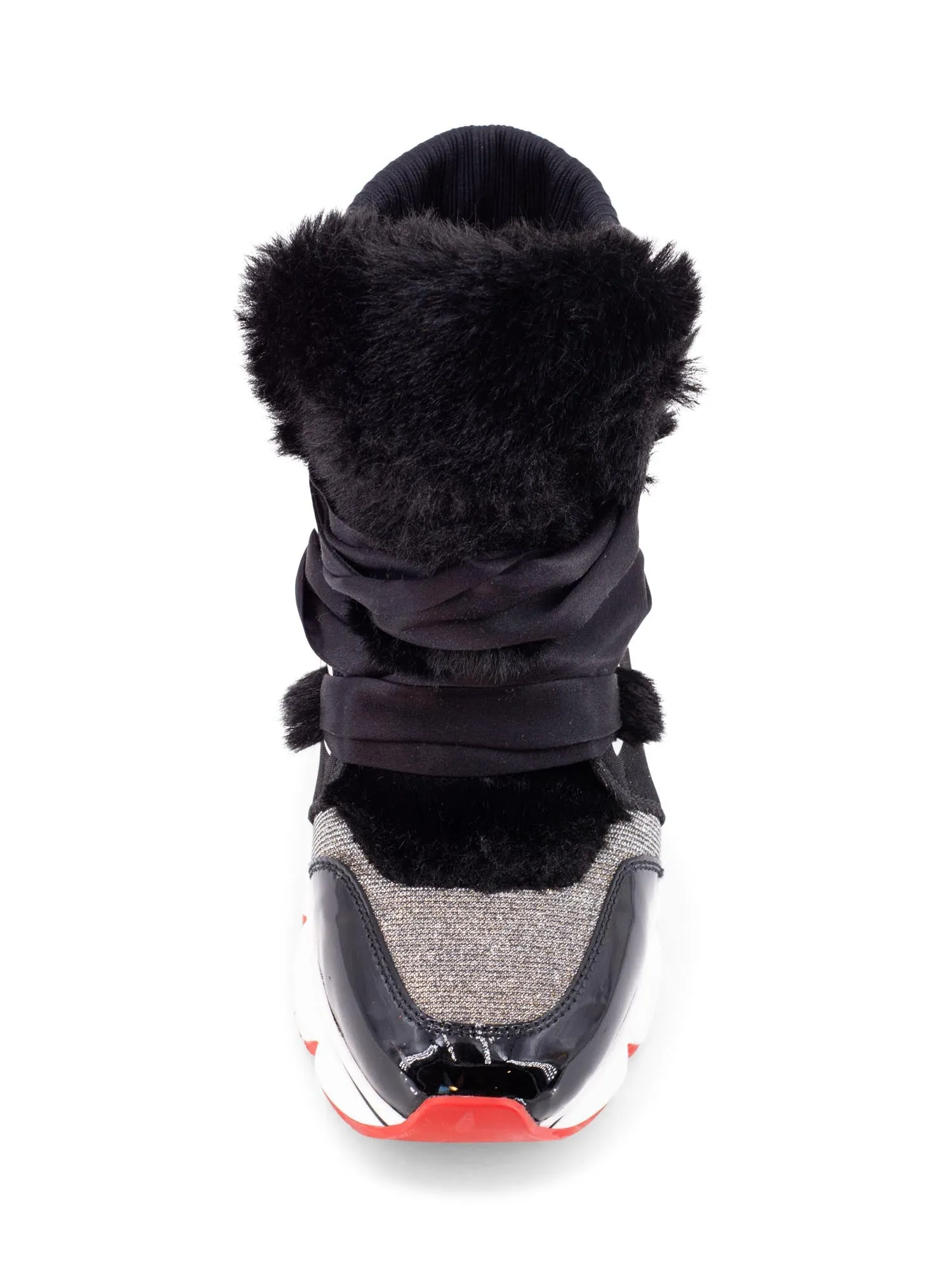 Christian Louboutin Leather Fur Marellaski High Sneaker Boots Black