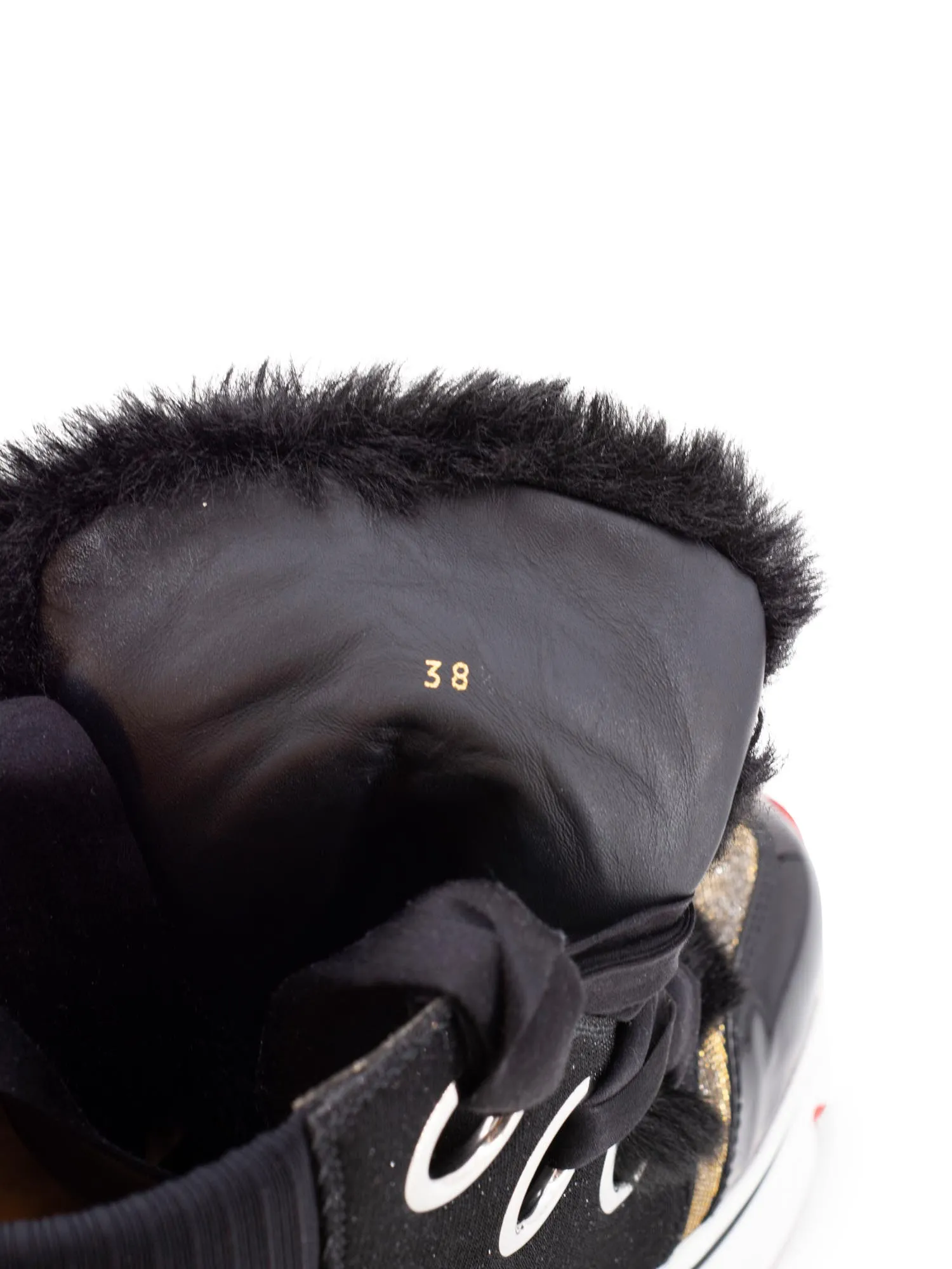 Christian Louboutin Leather Fur Marellaski High Sneaker Boots Black