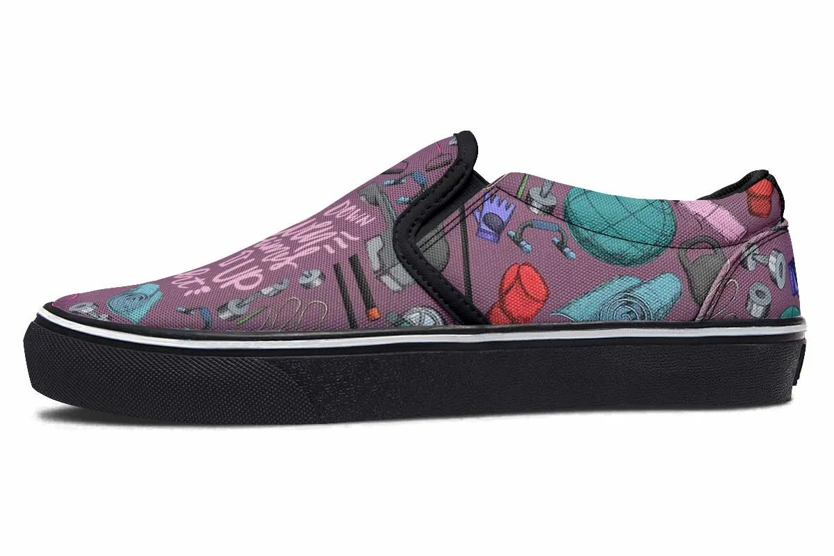 Exercise Quote Slip-On Shoes