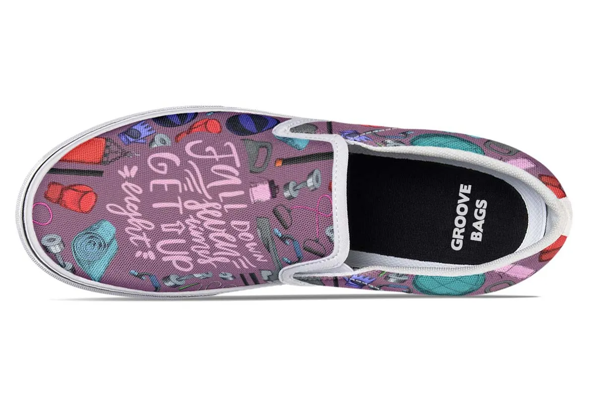Exercise Quote Slip-On Shoes