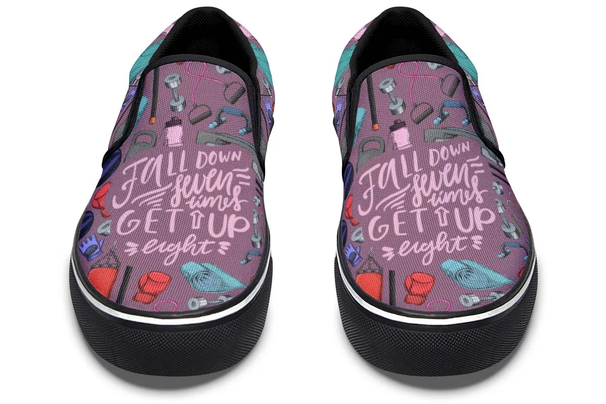 Exercise Quote Slip-On Shoes