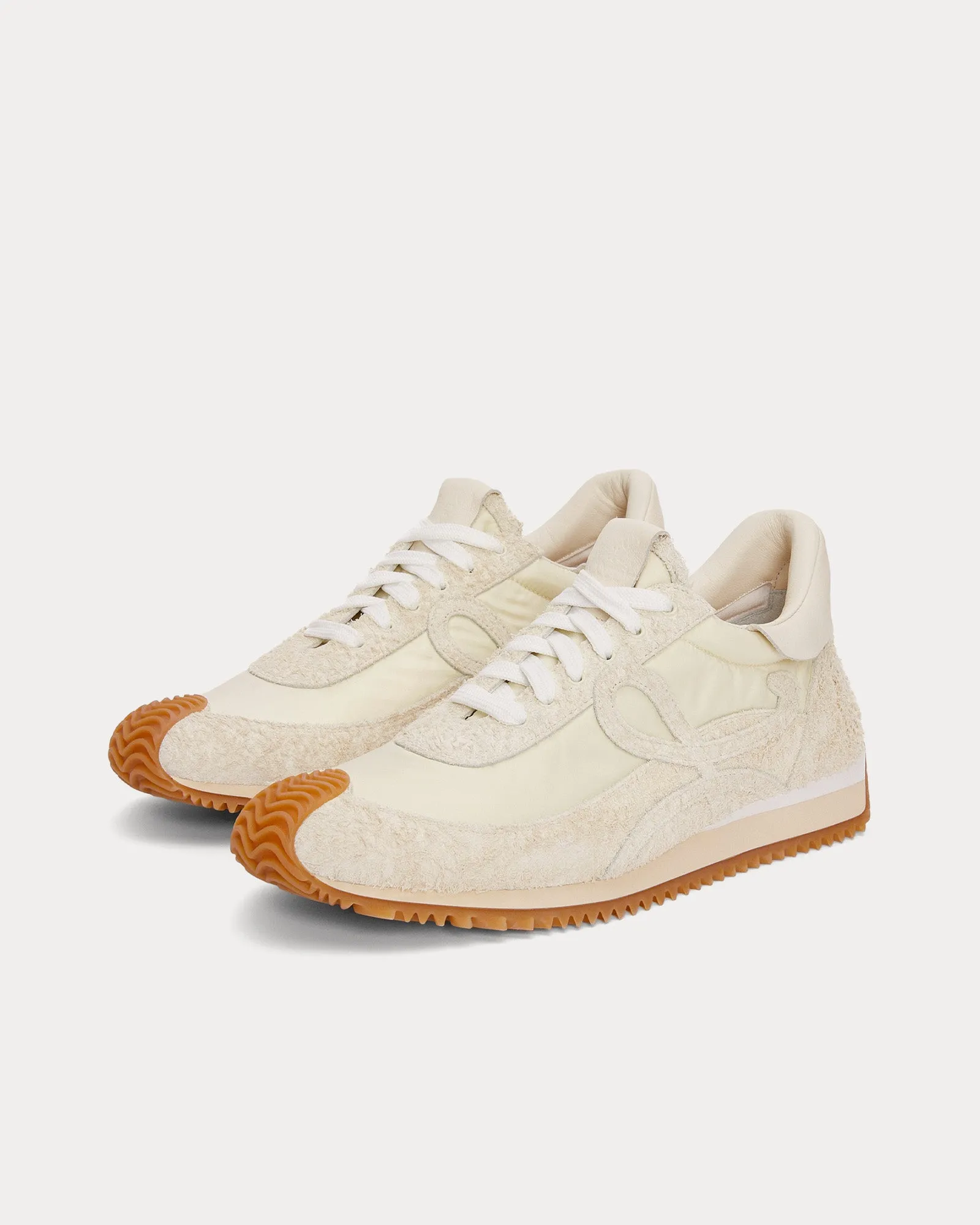 Flow Runner Nylon & Suede Canvas / Soft White Low Top Sneakers