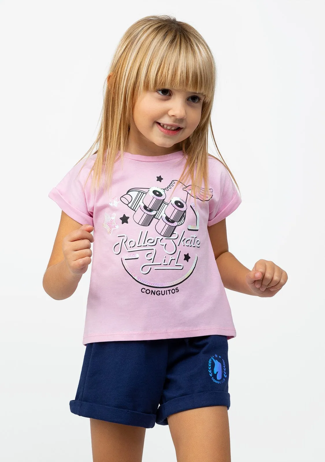 Girl's Pink Roller Sequins T-shirt