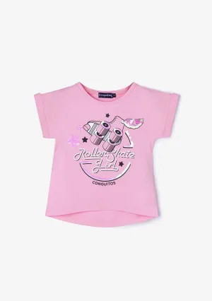 Girl's Pink Roller Sequins T-shirt