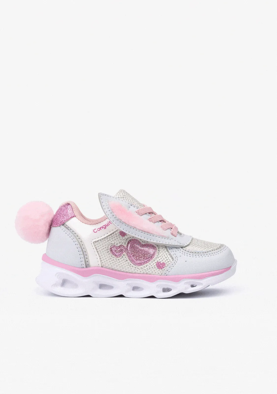 Girl's Pink With Lights Bunny Sneakers