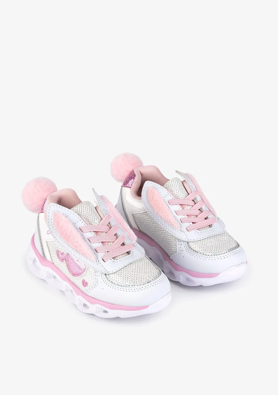 Girl's Pink With Lights Bunny Sneakers