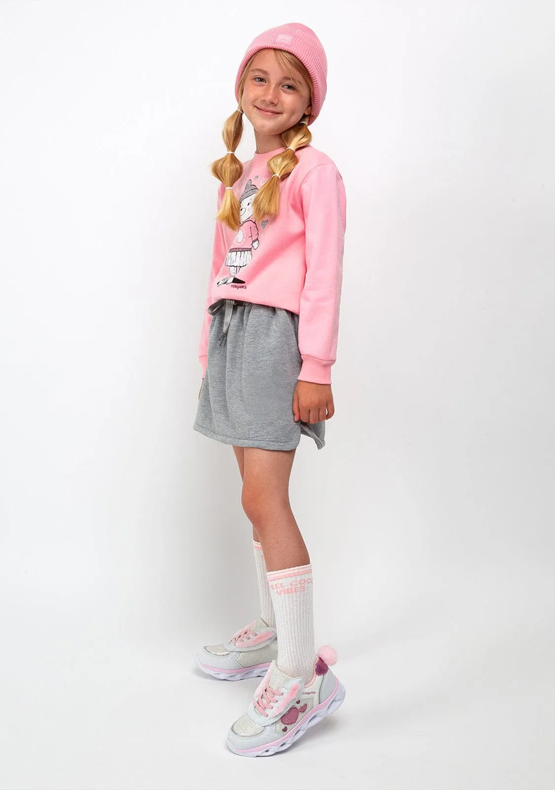 Girl's Pink With Lights Bunny Sneakers