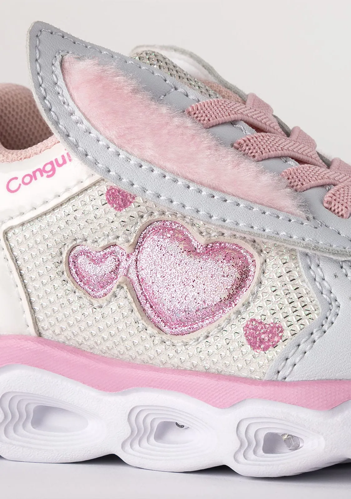 Girl's Pink With Lights Bunny Sneakers