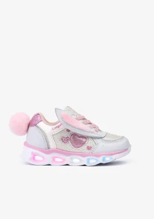 Girl's Pink With Lights Bunny Sneakers