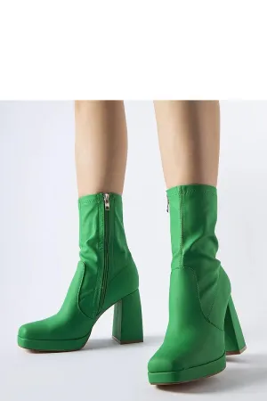 Green matte ankle heel boots