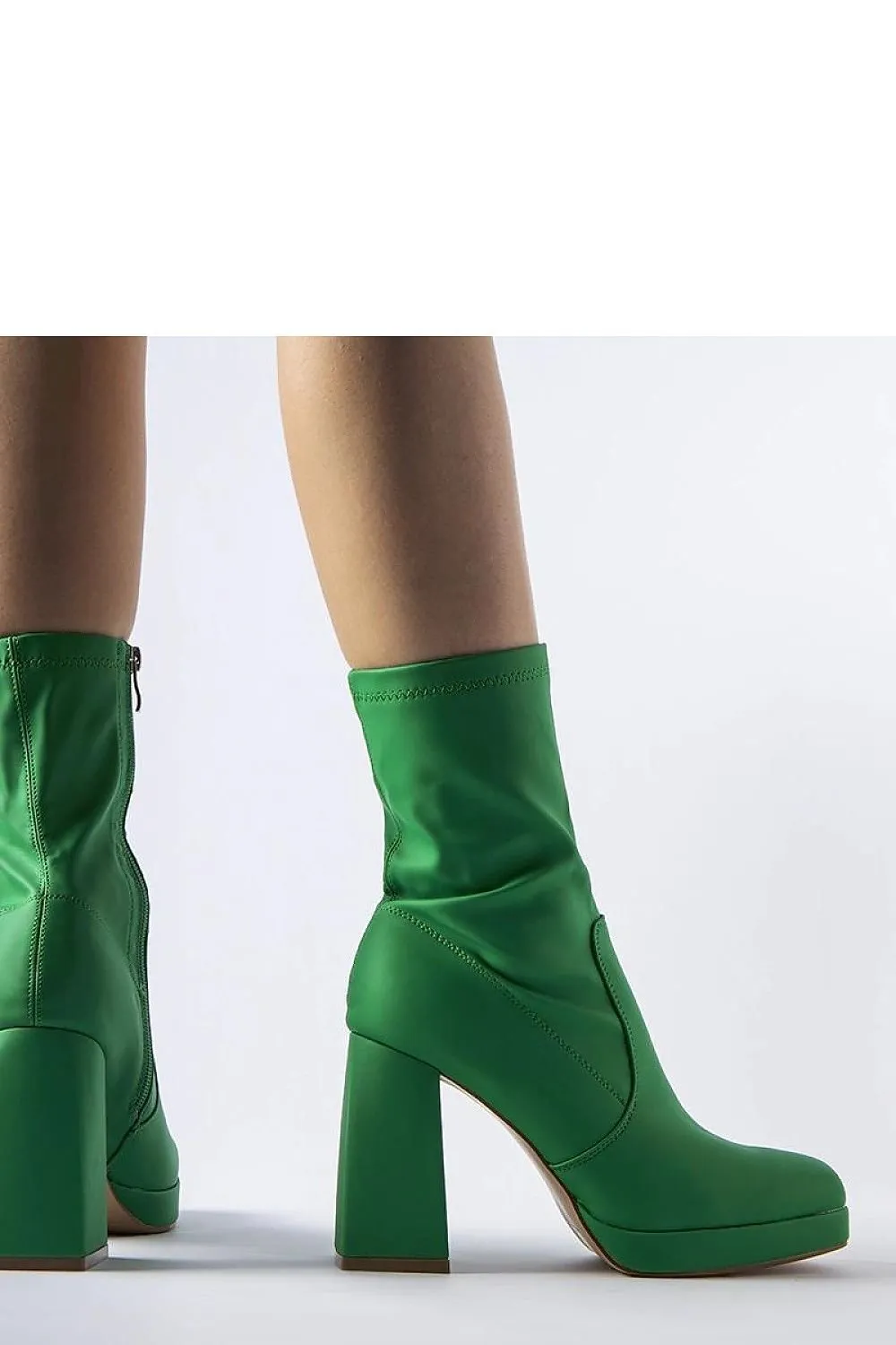 Green matte ankle heel boots