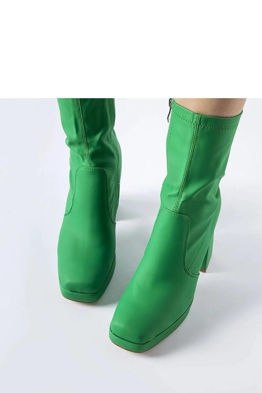 Green matte ankle heel boots
