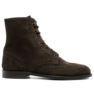 Handmade Custom Dark Brown Suede Leather Boots For Men