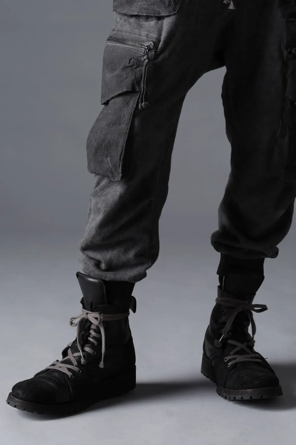 Horse Leather Lace-Up Sneaker Boots   Black