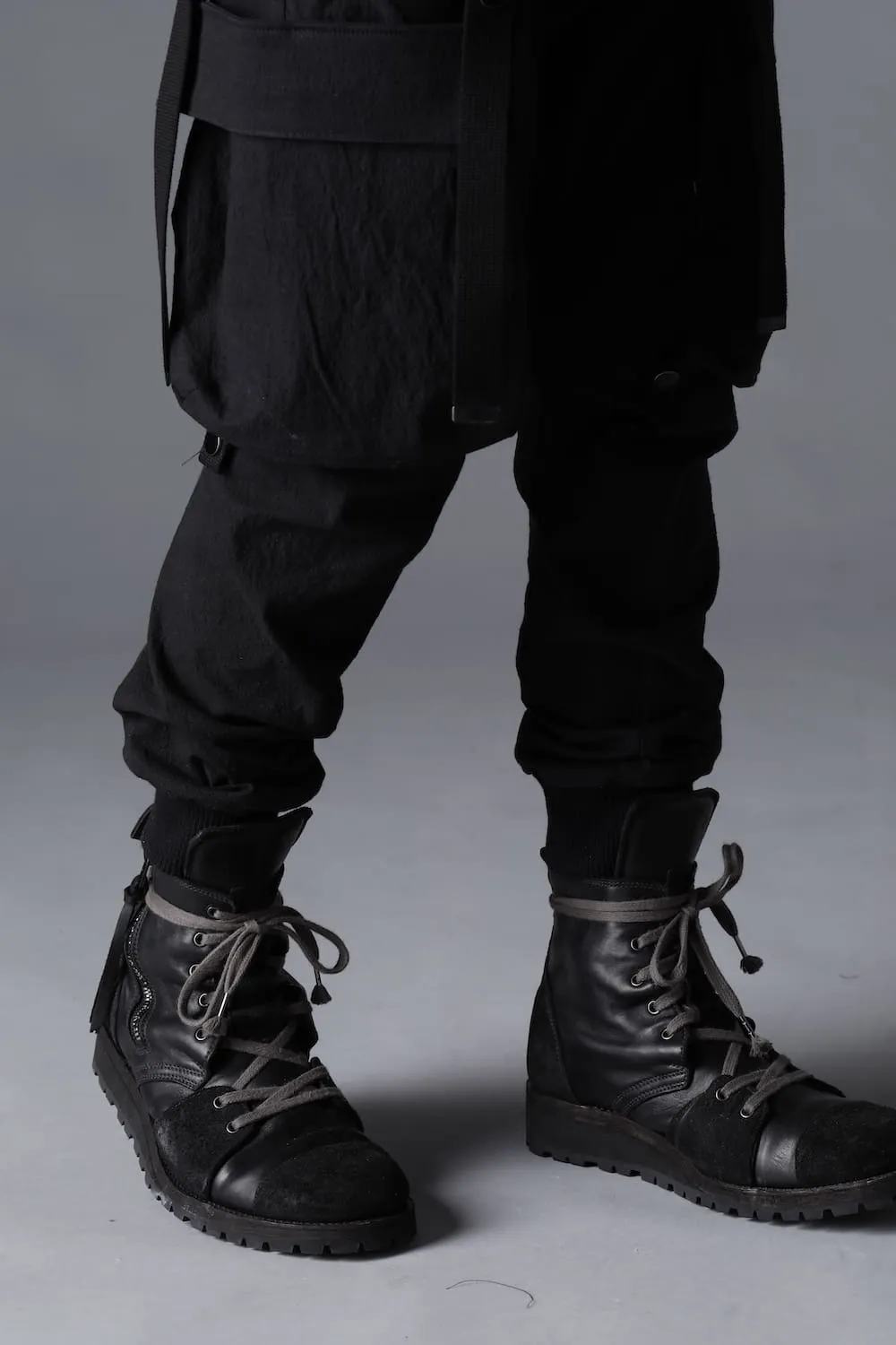 Horse Leather Lace-Up Sneaker Boots   Black
