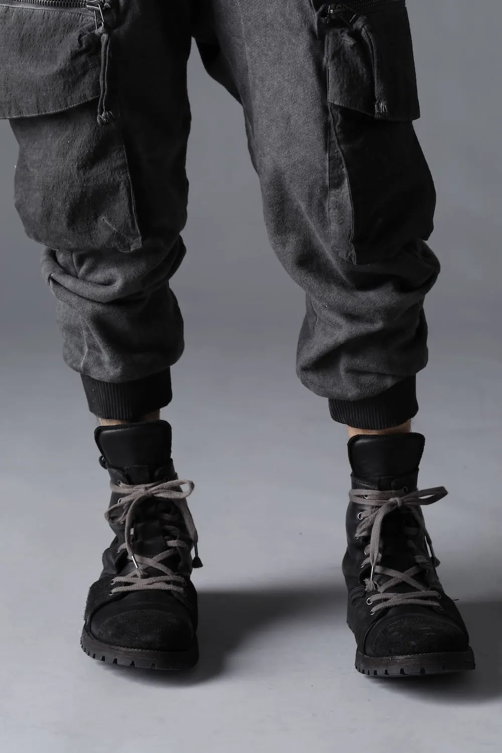 Horse Leather Lace-Up Sneaker Boots   Black