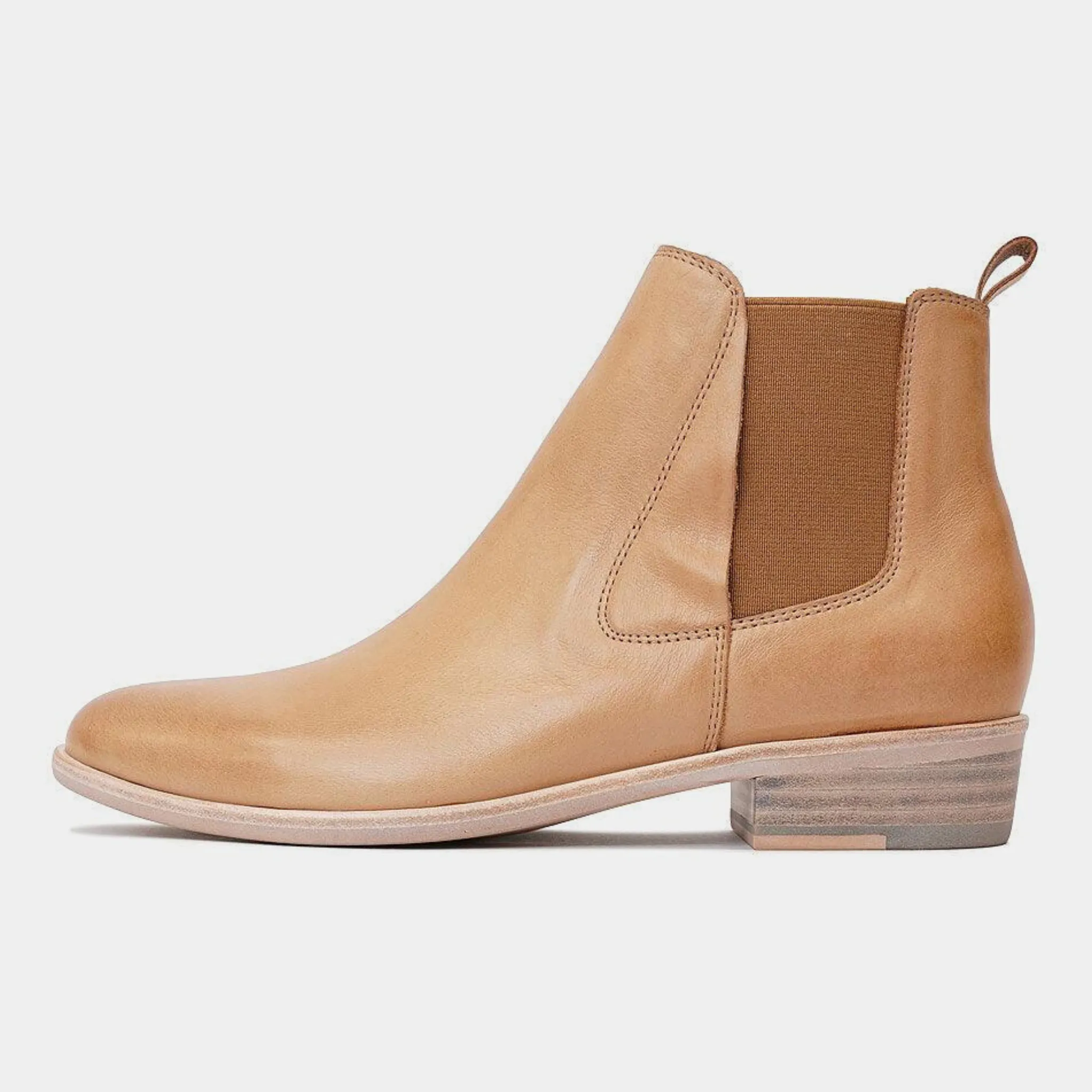 Intan Dark Tan Leather Ankle Boots