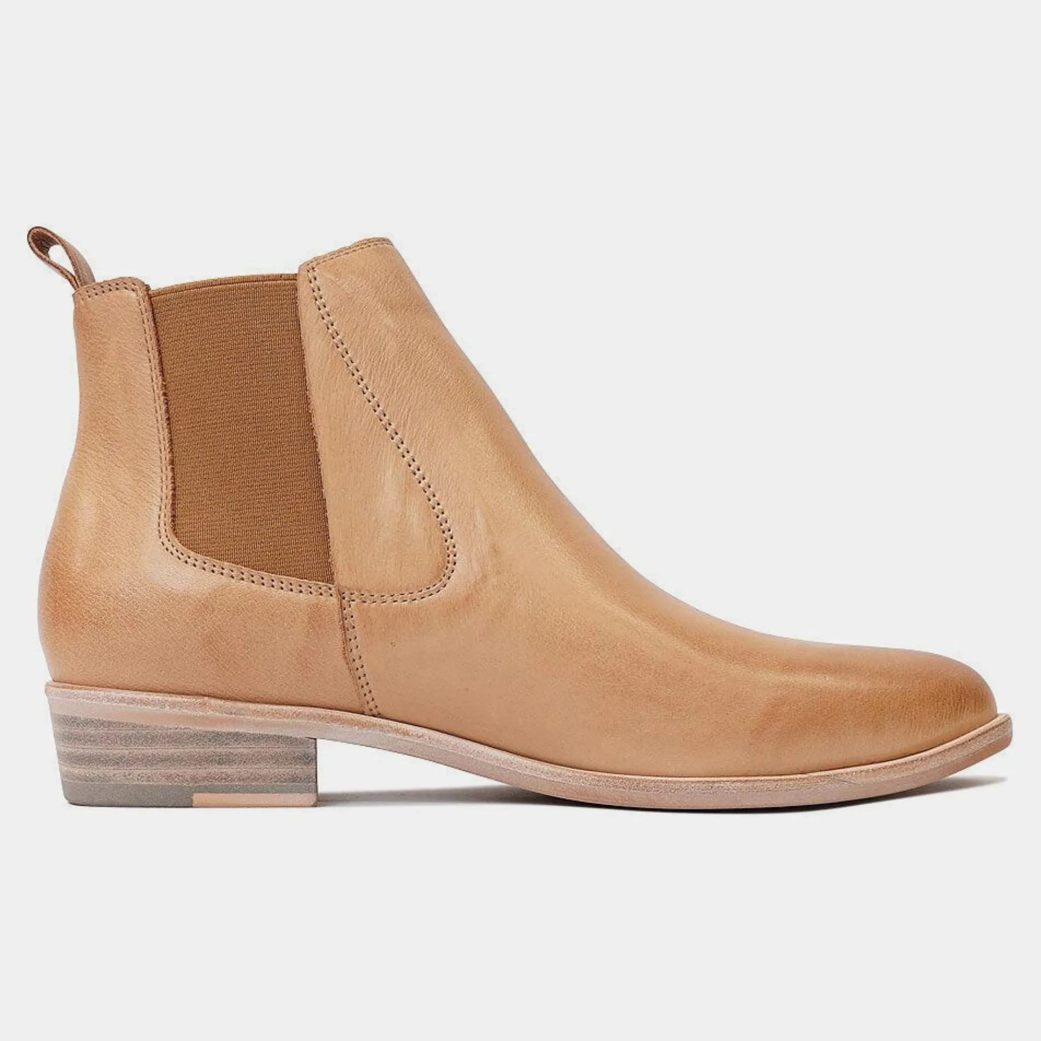 Intan Dark Tan Leather Ankle Boots