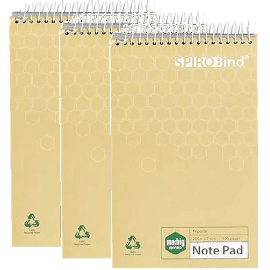 Marbig 100% Recycled Reporter Notebook 300 Page 128 X 210Mm
