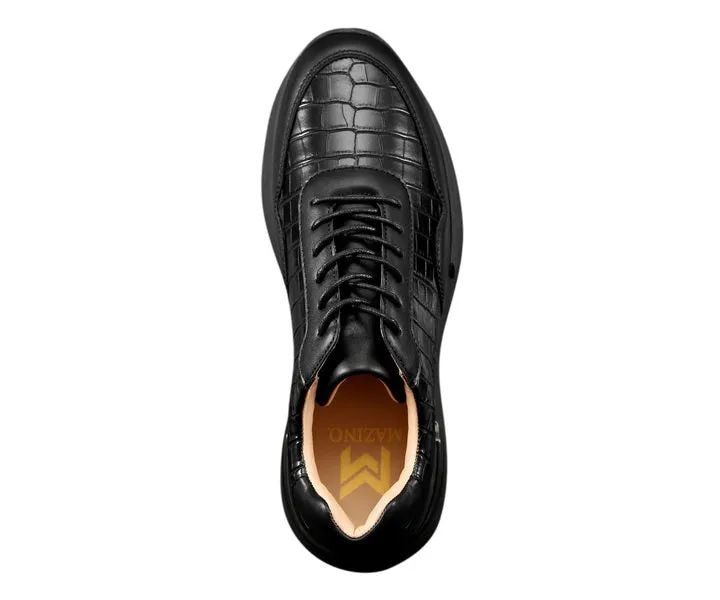 Mazino Shoes Hank Crocodile Luxe Lace Up Sneakers Men’s Black