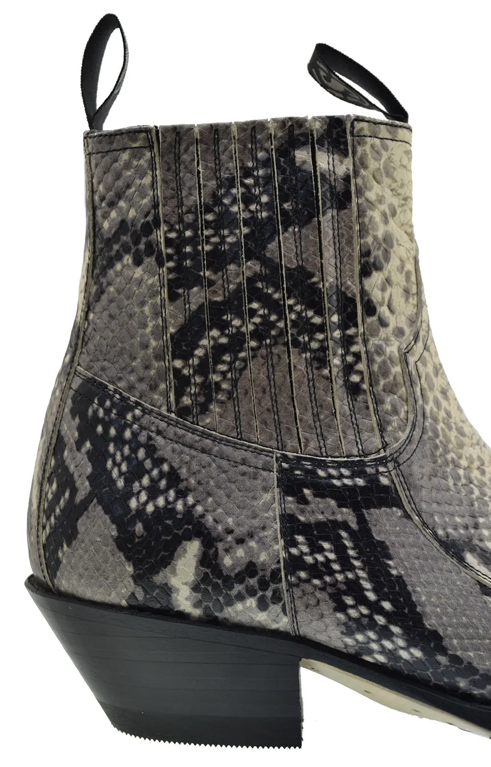 Men's Cowboy Boots Sendra 4375 Natural Print Python Leather Cuban Heel