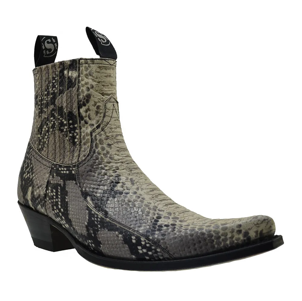 Men's Cowboy Boots Sendra 4375 Natural Print Python Leather Cuban Heel