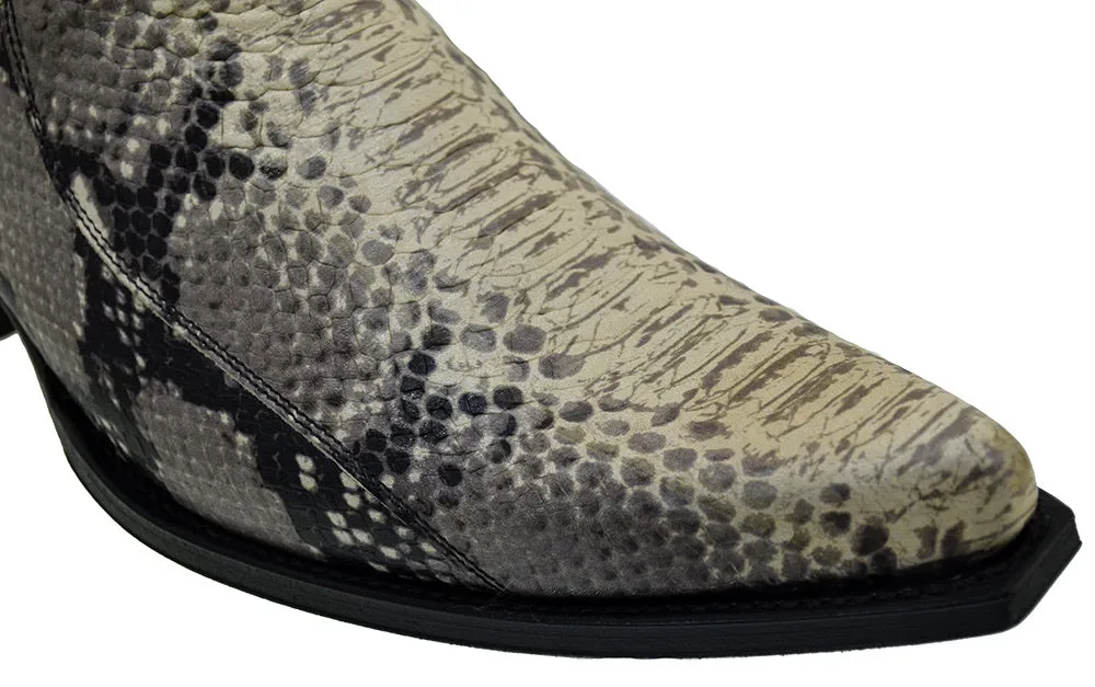 Men's Cowboy Boots Sendra 4375 Natural Print Python Leather Cuban Heel