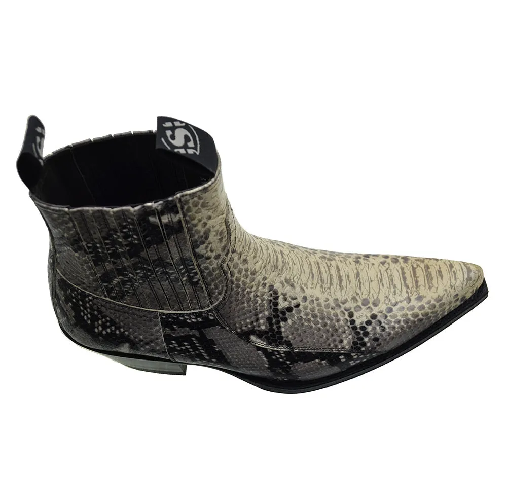 Men's Cowboy Boots Sendra 4375 Natural Print Python Leather Cuban Heel