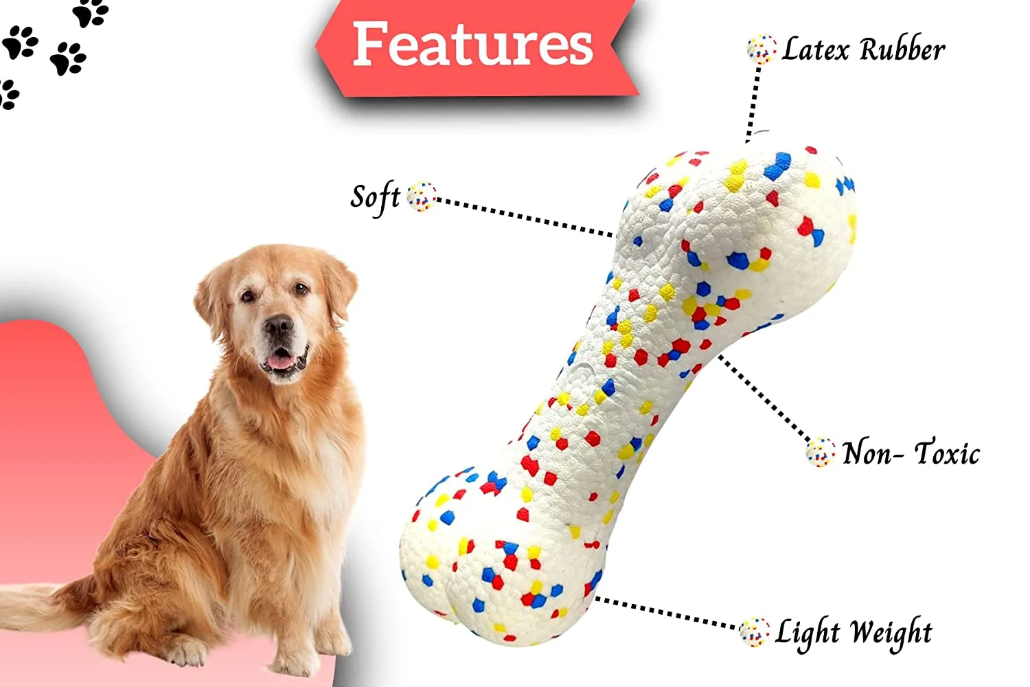 Natural Rubber Pop Chew Toy Bone 26m
