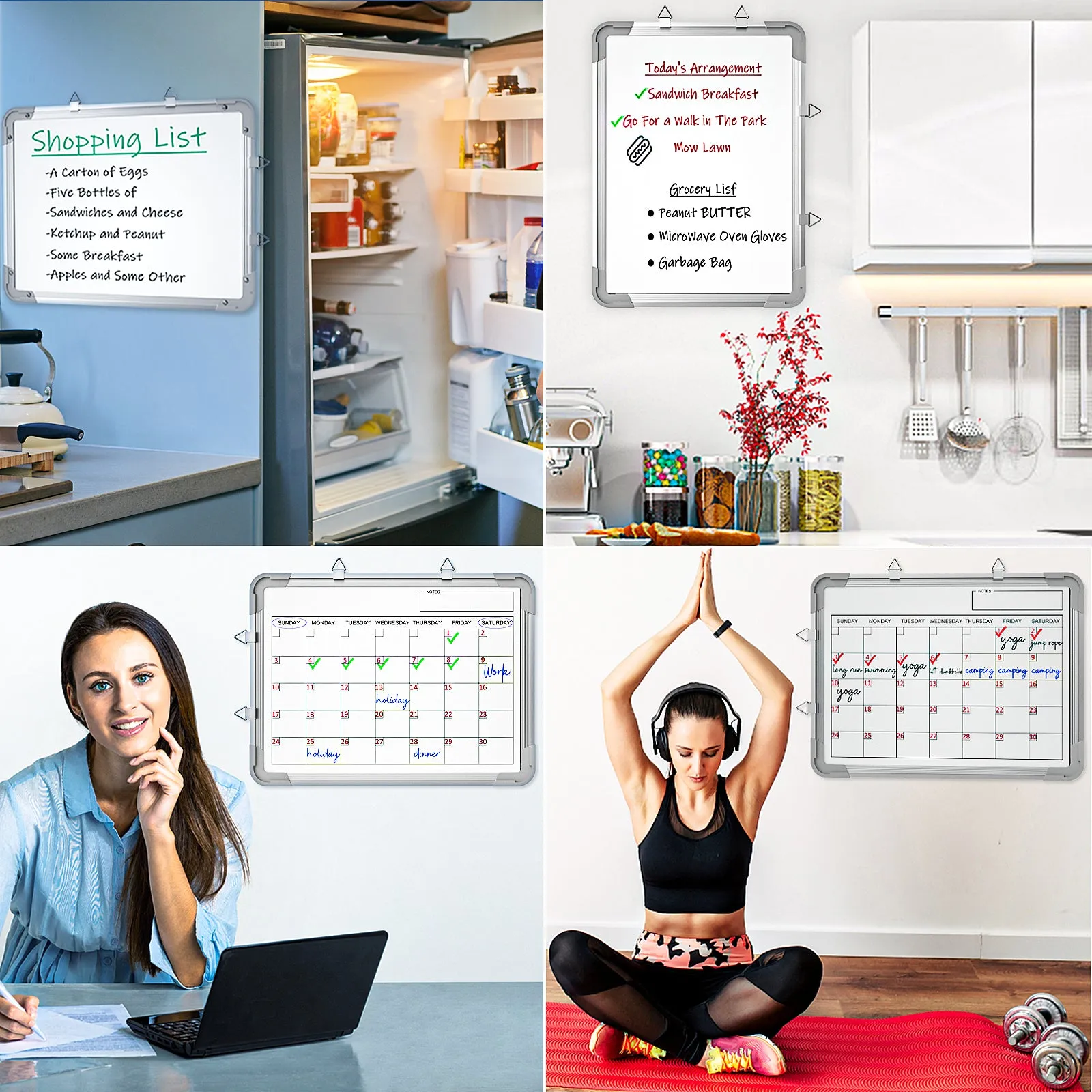 Nicpro Monthly Calendar Dry Erase Whiteboard for Wall, 12 x 16 inch Magnetic Hanging Double-Sided Large White Board with 8 Pens, 1 Eraser, 4 Magnets Portable Board for Planning Memo School Home Office