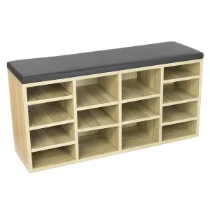 NNEDPE Wooden Shoe Rack Cabinet Organiser - 104 x 30 x 48 - Oak