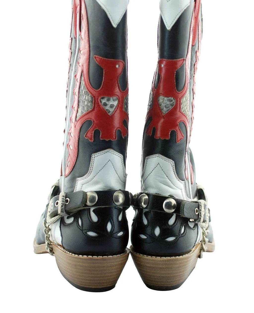 Oscar William Black Red Cowboy Men's Luxury Classic Handmade Leather Boots