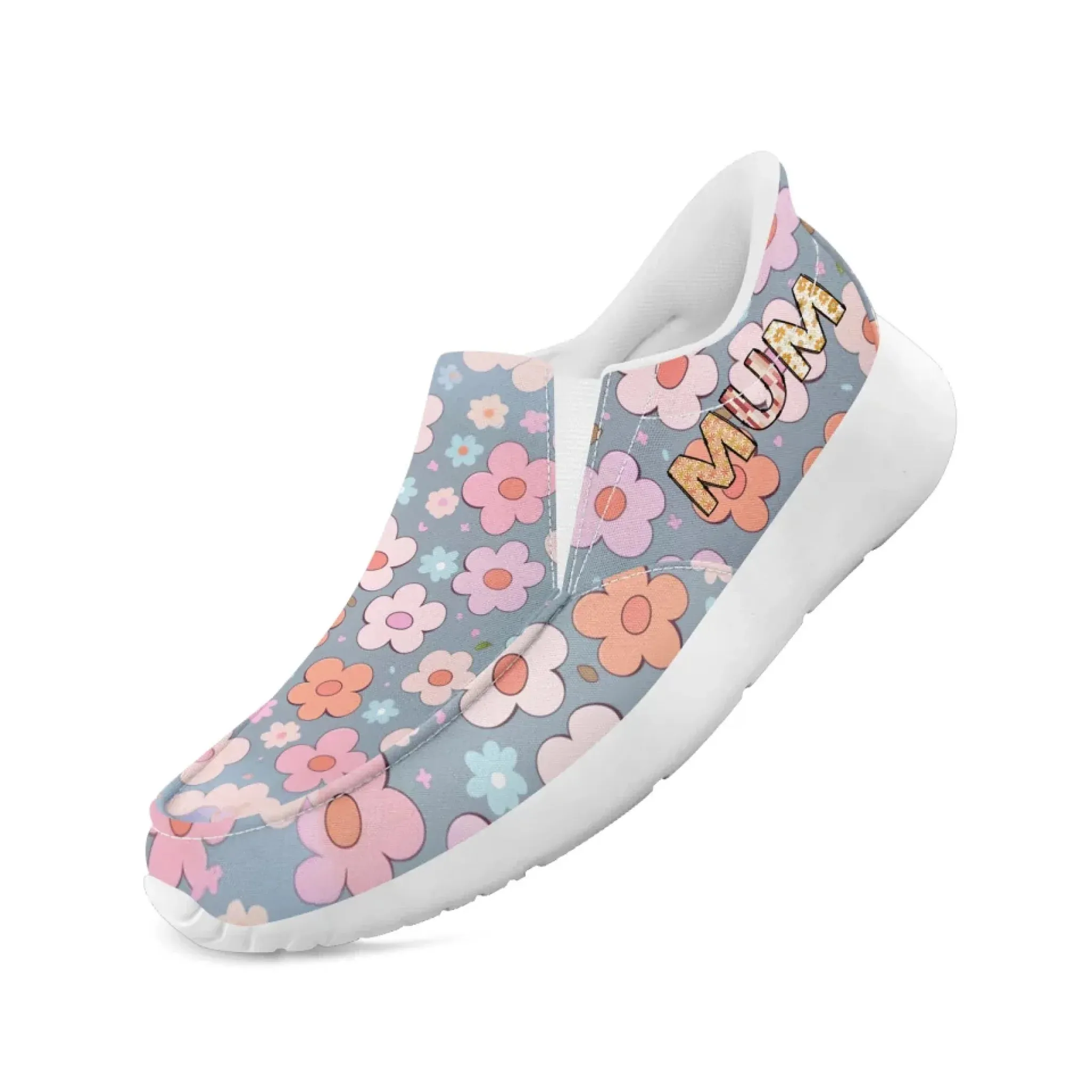 Personalized Mother's Day Sneakers, Custom Floral Design Slip On Shoes, Unique Gift