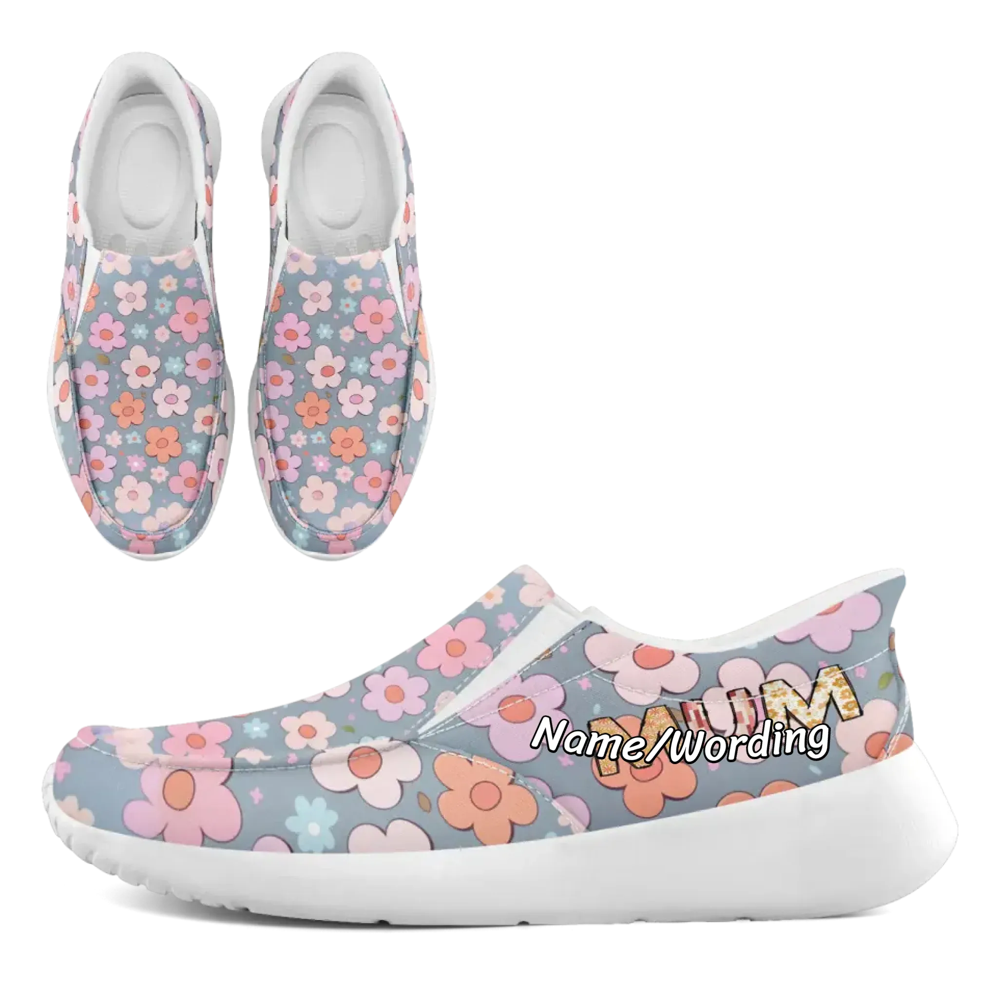 Personalized Mother's Day Sneakers, Custom Floral Design Slip On Shoes, Unique Gift