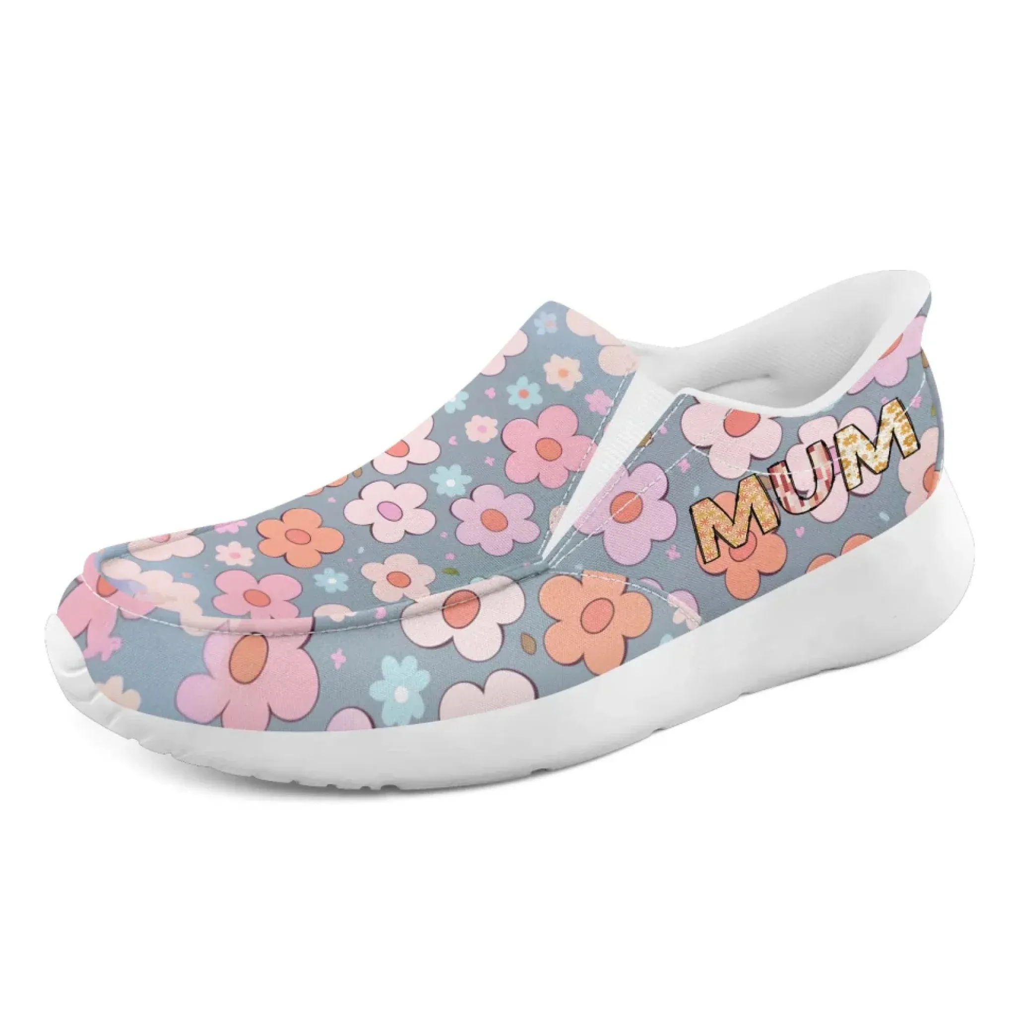 Personalized Mother's Day Sneakers, Custom Floral Design Slip On Shoes, Unique Gift