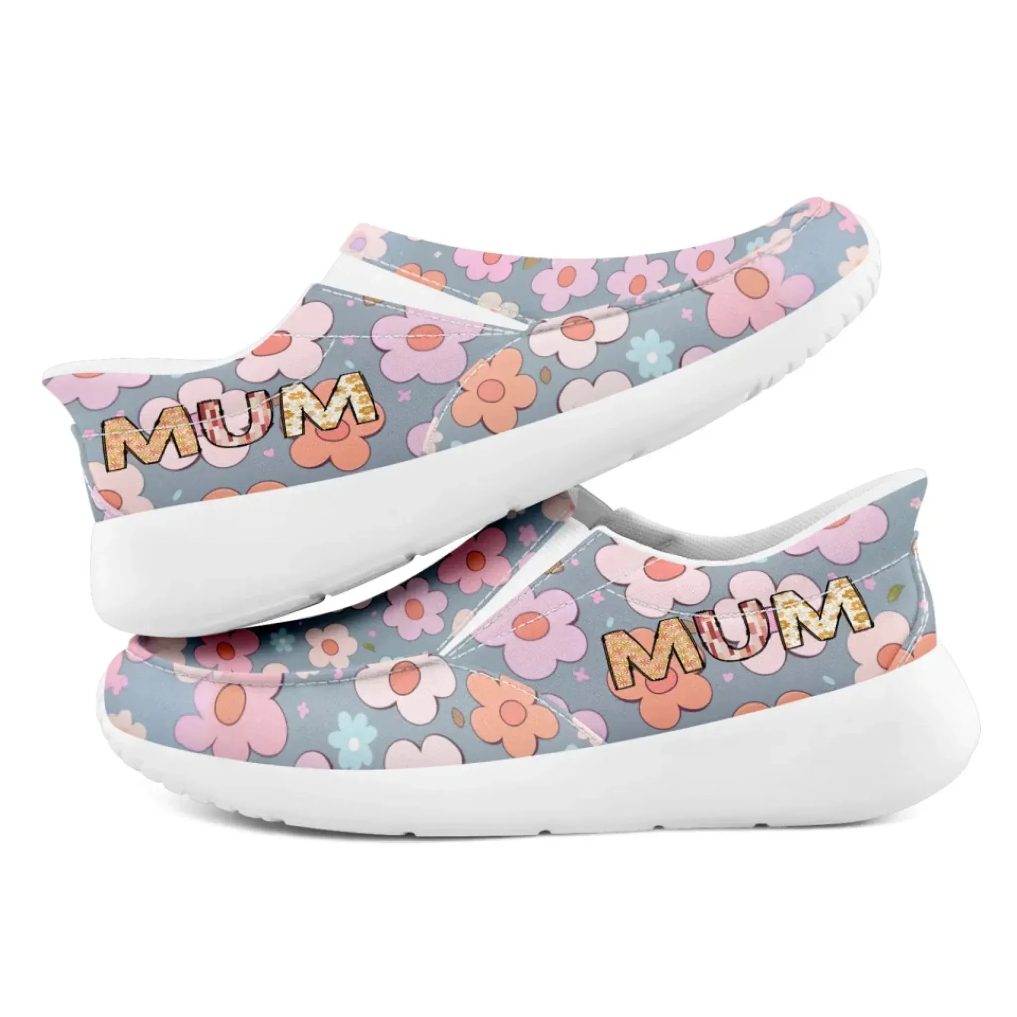 Personalized Mother's Day Sneakers, Custom Floral Design Slip On Shoes, Unique Gift