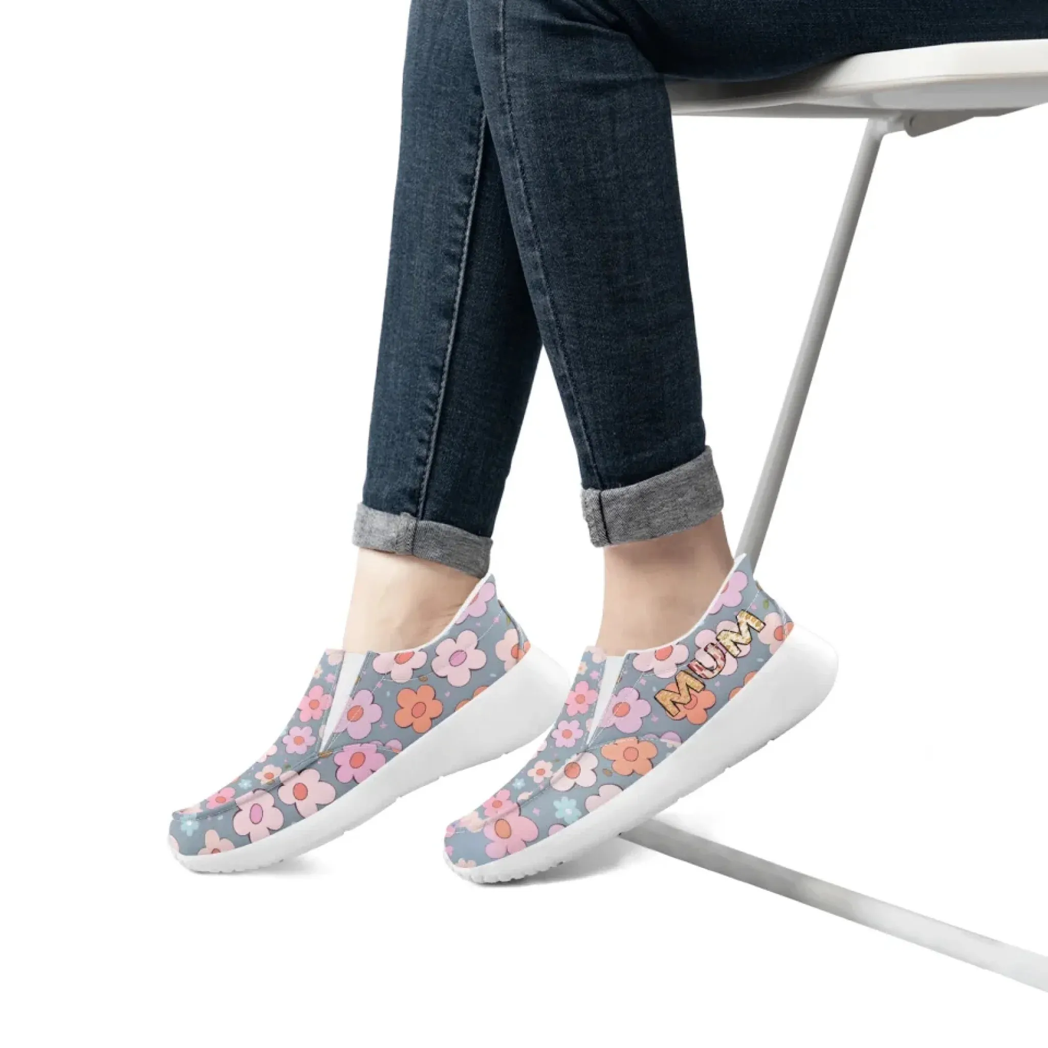 Personalized Mother's Day Sneakers, Custom Floral Design Slip On Shoes, Unique Gift