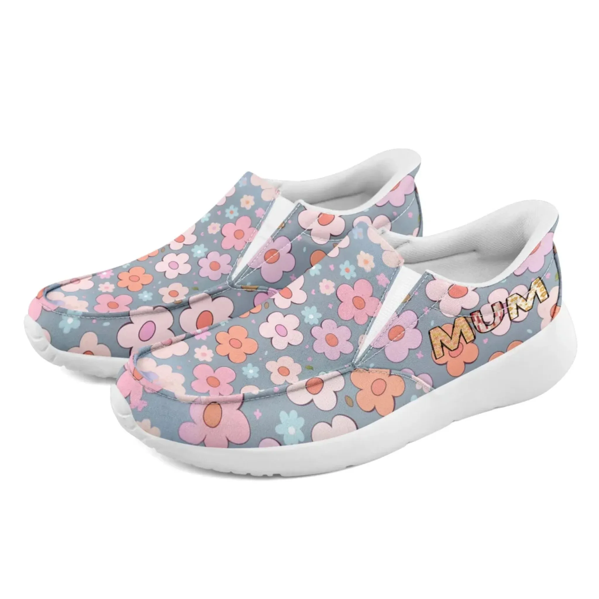 Personalized Mother's Day Sneakers, Custom Floral Design Slip On Shoes, Unique Gift