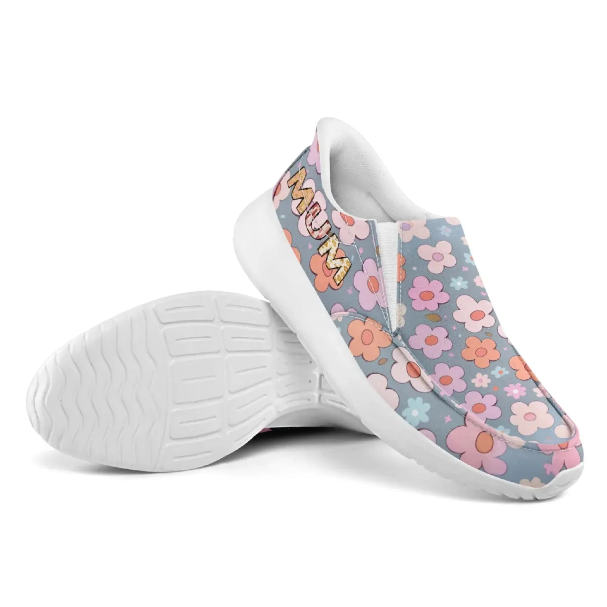 Personalized Mother's Day Sneakers, Custom Floral Design Slip On Shoes, Unique Gift